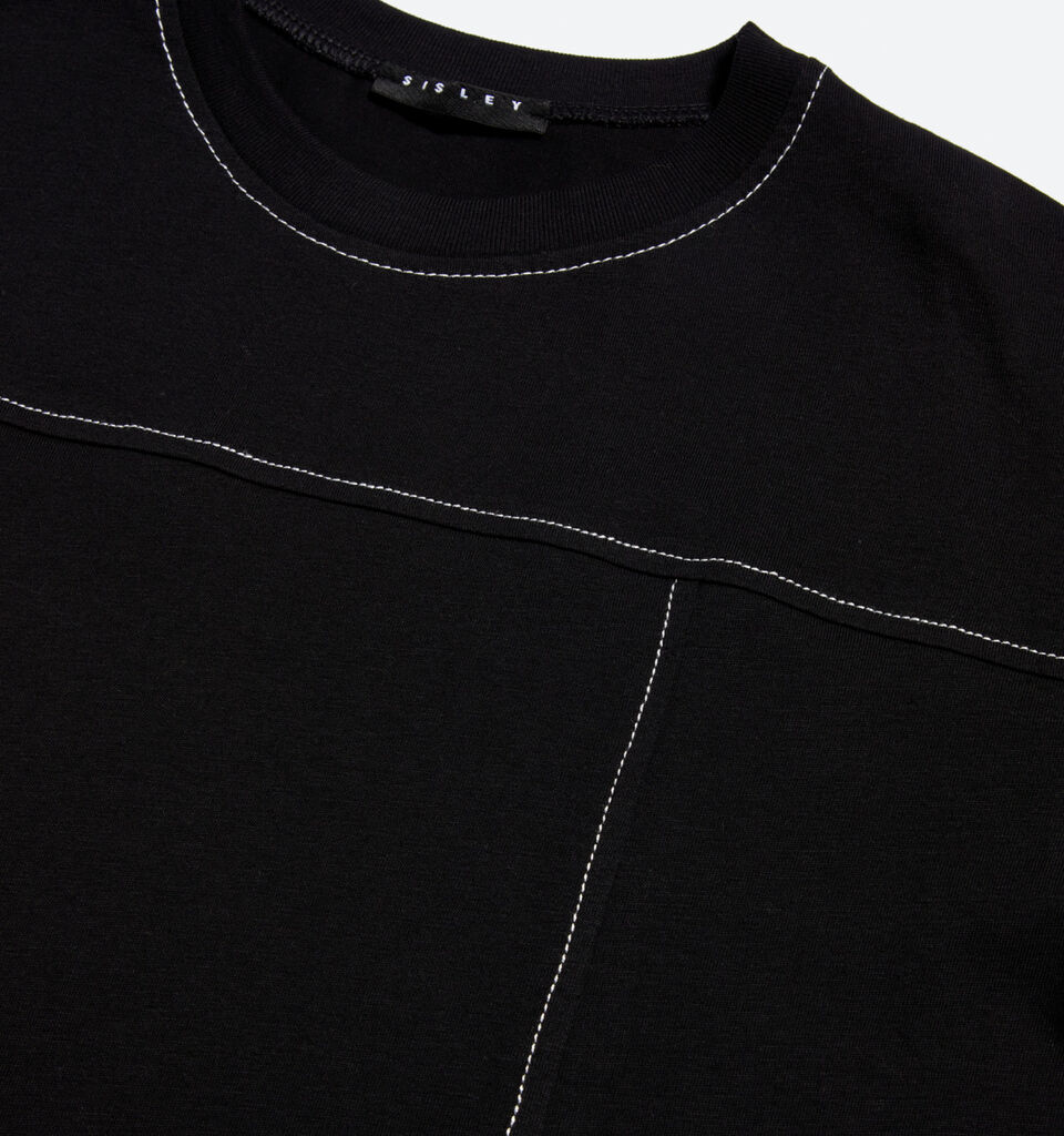 T-shirt with logo label - null - Black | Sisley Young image number 2